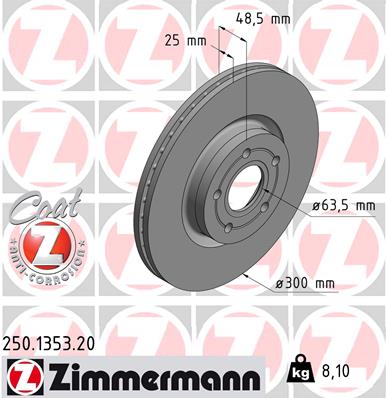 Тормозной диск   250.1353.20   ZIMMERMANN