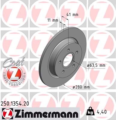 Тормозной диск   250.1354.20   ZIMMERMANN