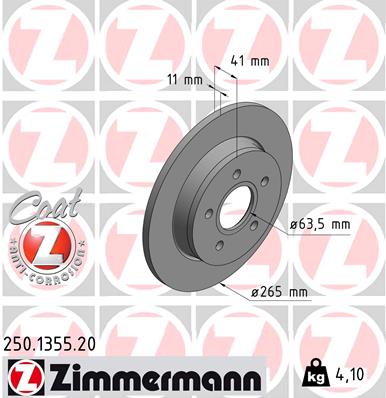 Тормозной диск   250.1355.20   ZIMMERMANN
