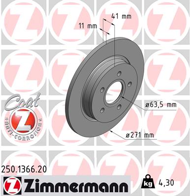 Тормозной диск   250.1366.20   ZIMMERMANN