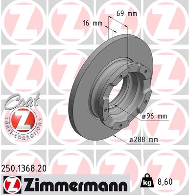 Гальмівний диск   250.1368.20   ZIMMERMANN