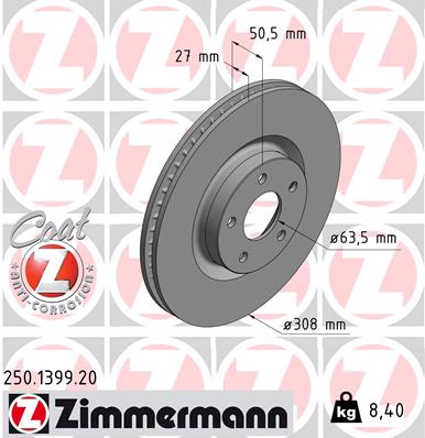 Тормозной диск   250.1399.20   ZIMMERMANN