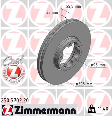 Тормозной диск   250.5702.20   ZIMMERMANN