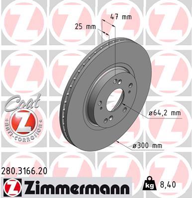 Тормозной диск   280.3166.20   ZIMMERMANN