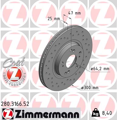 Тормозной диск   280.3166.52   ZIMMERMANN