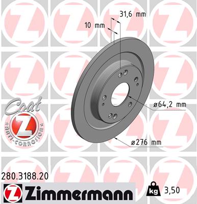 Гальмівний диск   280.3188.20   ZIMMERMANN