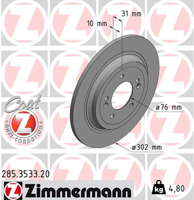 Тормозной диск   285.3533.20   ZIMMERMANN