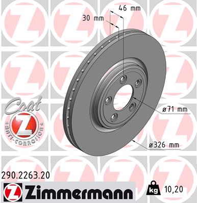 Тормозной диск   290.2263.20   ZIMMERMANN