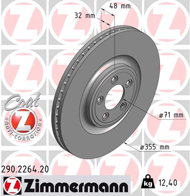 Тормозной диск   290.2264.20   ZIMMERMANN