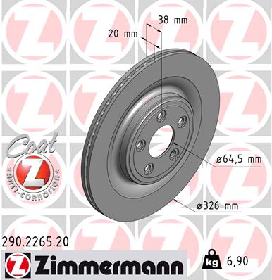 Тормозной диск   290.2265.20   ZIMMERMANN