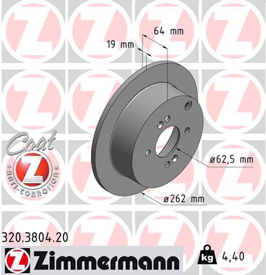 Гальмівний диск   320.3804.20   ZIMMERMANN