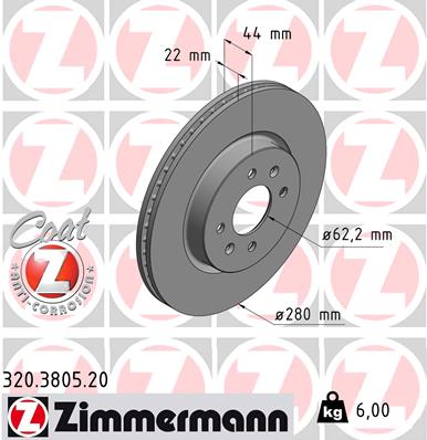 Тормозной диск   320.3805.20   ZIMMERMANN