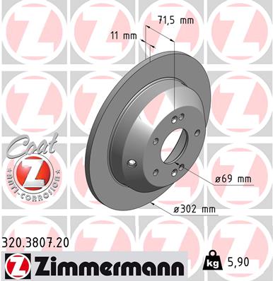 Тормозной диск   320.3807.20   ZIMMERMANN