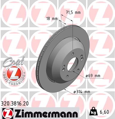 Тормозной диск   320.3816.20   ZIMMERMANN