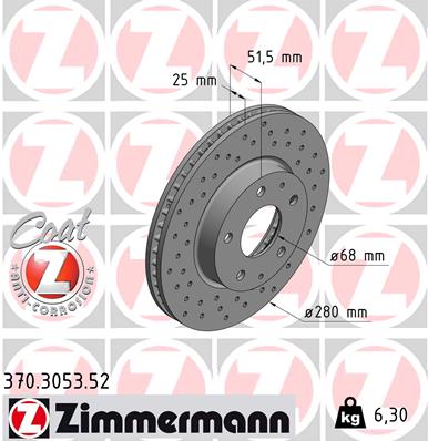 Гальмівний диск   370.3053.52   ZIMMERMANN