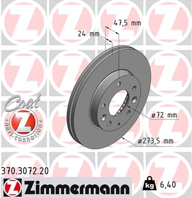 Тормозной диск   370.3072.20   ZIMMERMANN