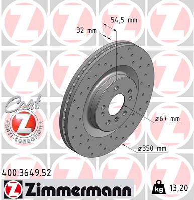 Гальмівний диск   400.3649.52   ZIMMERMANN