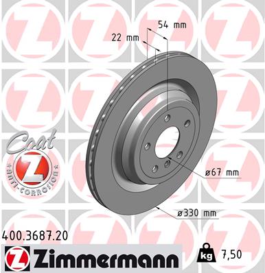 Тормозной диск   400.3687.20   ZIMMERMANN