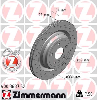 Тормозной диск   400.3687.52   ZIMMERMANN