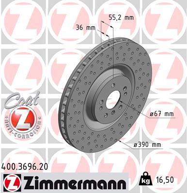 Тормозной диск   400.3696.20   ZIMMERMANN