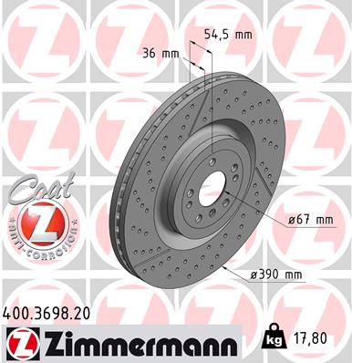 Тормозной диск   400.3698.20   ZIMMERMANN