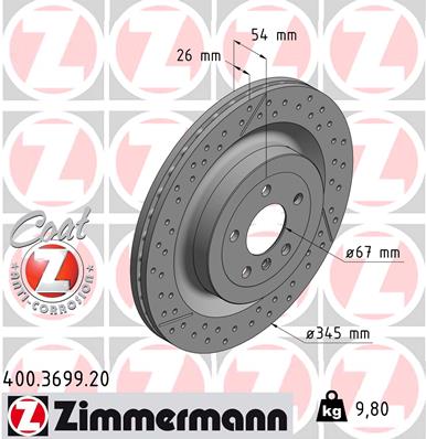 Гальмівний диск   400.3699.20   ZIMMERMANN