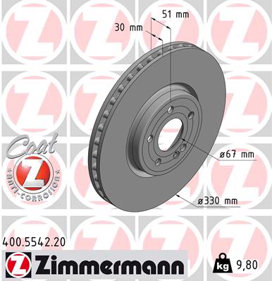 Гальмівний диск   400.5542.20   ZIMMERMANN