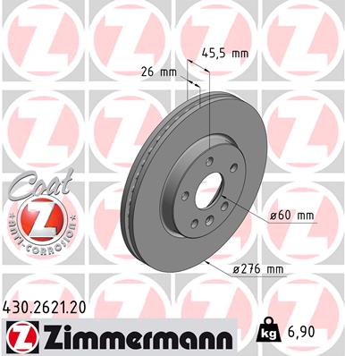 Тормозной диск   430.2621.20   ZIMMERMANN