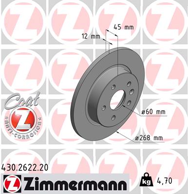 Тормозной диск   430.2622.20   ZIMMERMANN