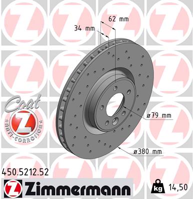 Гальмівний диск   450.5212.52   ZIMMERMANN