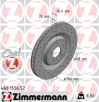 Гальмівний диск   460.1556.52   ZIMMERMANN