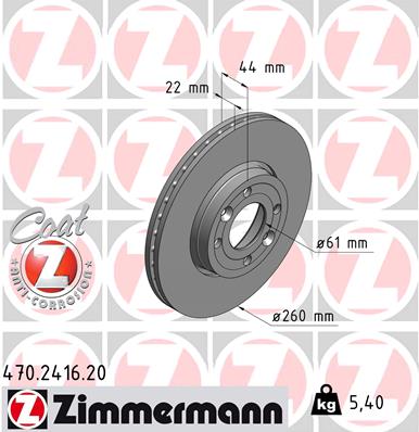 Тормозной диск   470.2416.20   ZIMMERMANN