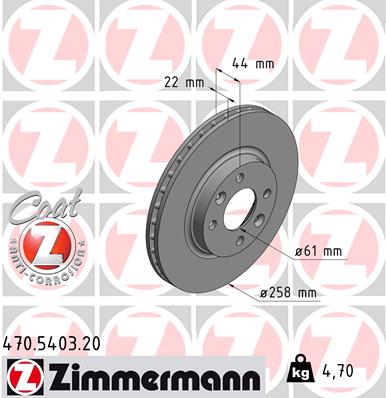 Гальмівний диск   470.5403.20   ZIMMERMANN