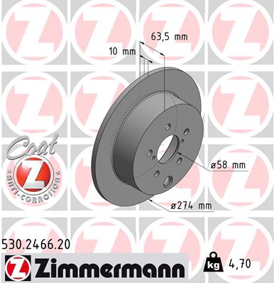 Тормозной диск   530.2466.20   ZIMMERMANN