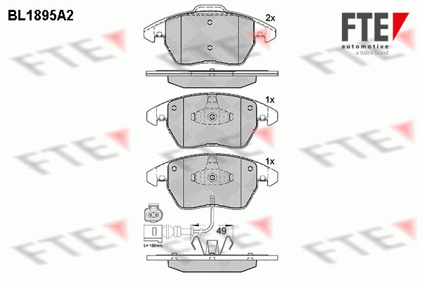 Комплект тормозных колодок, дисковый тормоз   9010483   FTE