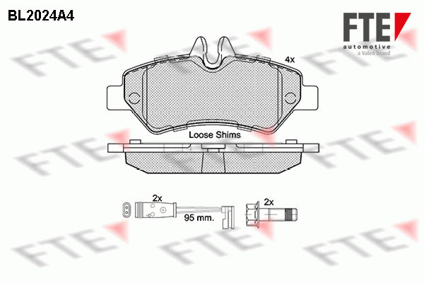 Комплект тормозных колодок, дисковый тормоз   9010611   FTE