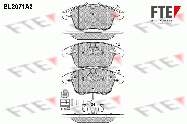 Комплект тормозных колодок, дисковый тормоз   9010655   FTE