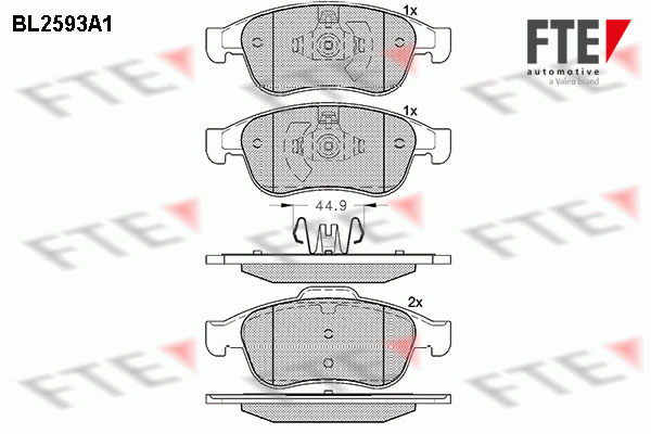Комплект тормозных колодок, дисковый тормоз   9010844   FTE