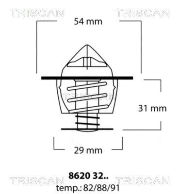 Термостат, охлаждающая жидкость   8620 3288   TRISCAN