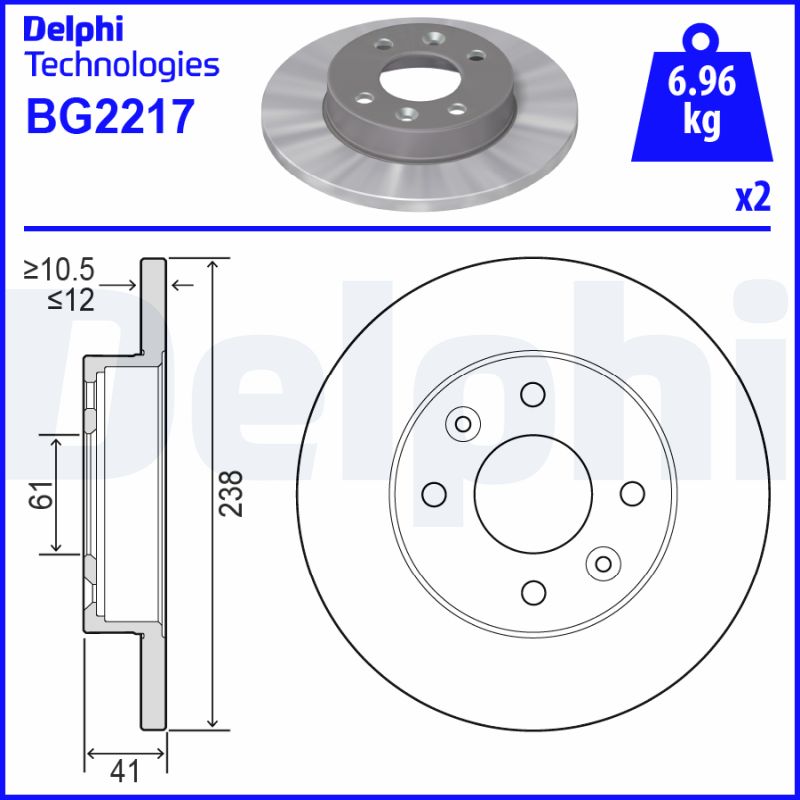 Гальмівний диск   BG2217   DELPHI