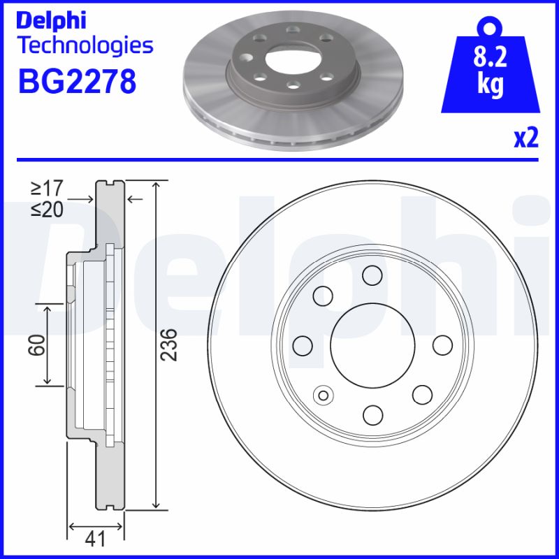 Тормозной диск   BG2278   DELPHI