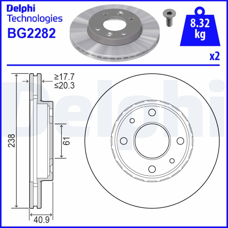 Тормозной диск   BG2282   DELPHI