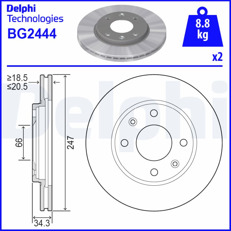 Тормозной диск   BG2444   DELPHI