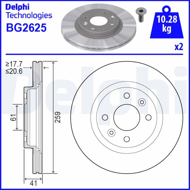 Тормозной диск   BG2625   DELPHI