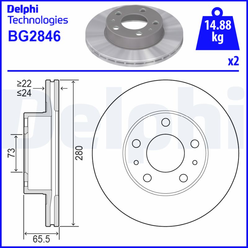 Гальмівний диск   BG2846   DELPHI