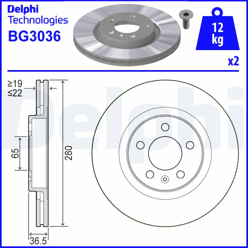 Тормозной диск   BG3036   DELPHI