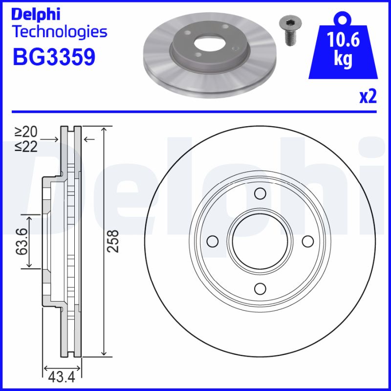 Гальмівний диск   BG3359   DELPHI