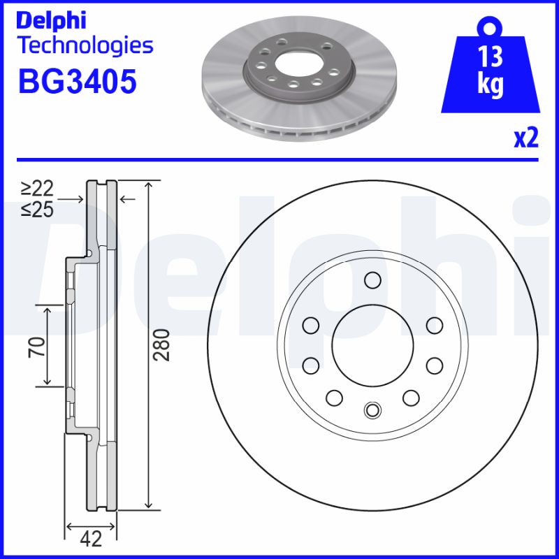 Тормозной диск   BG3405   DELPHI