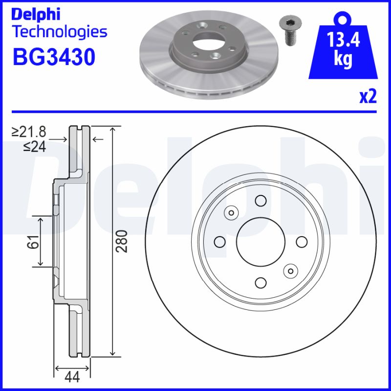 Тормозной диск   BG3430   DELPHI
