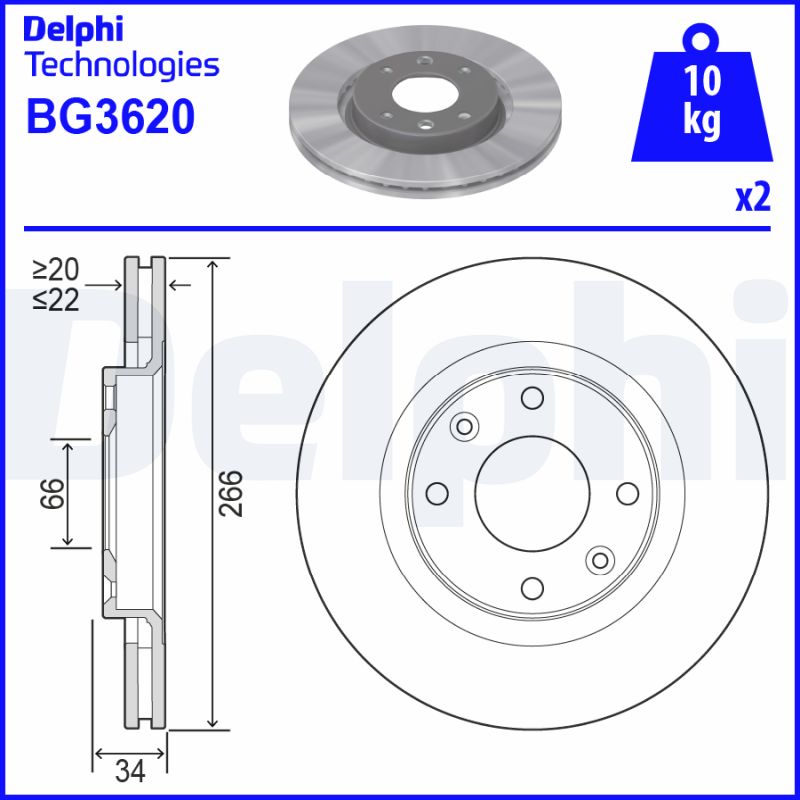 Гальмівний диск   BG3620   DELPHI